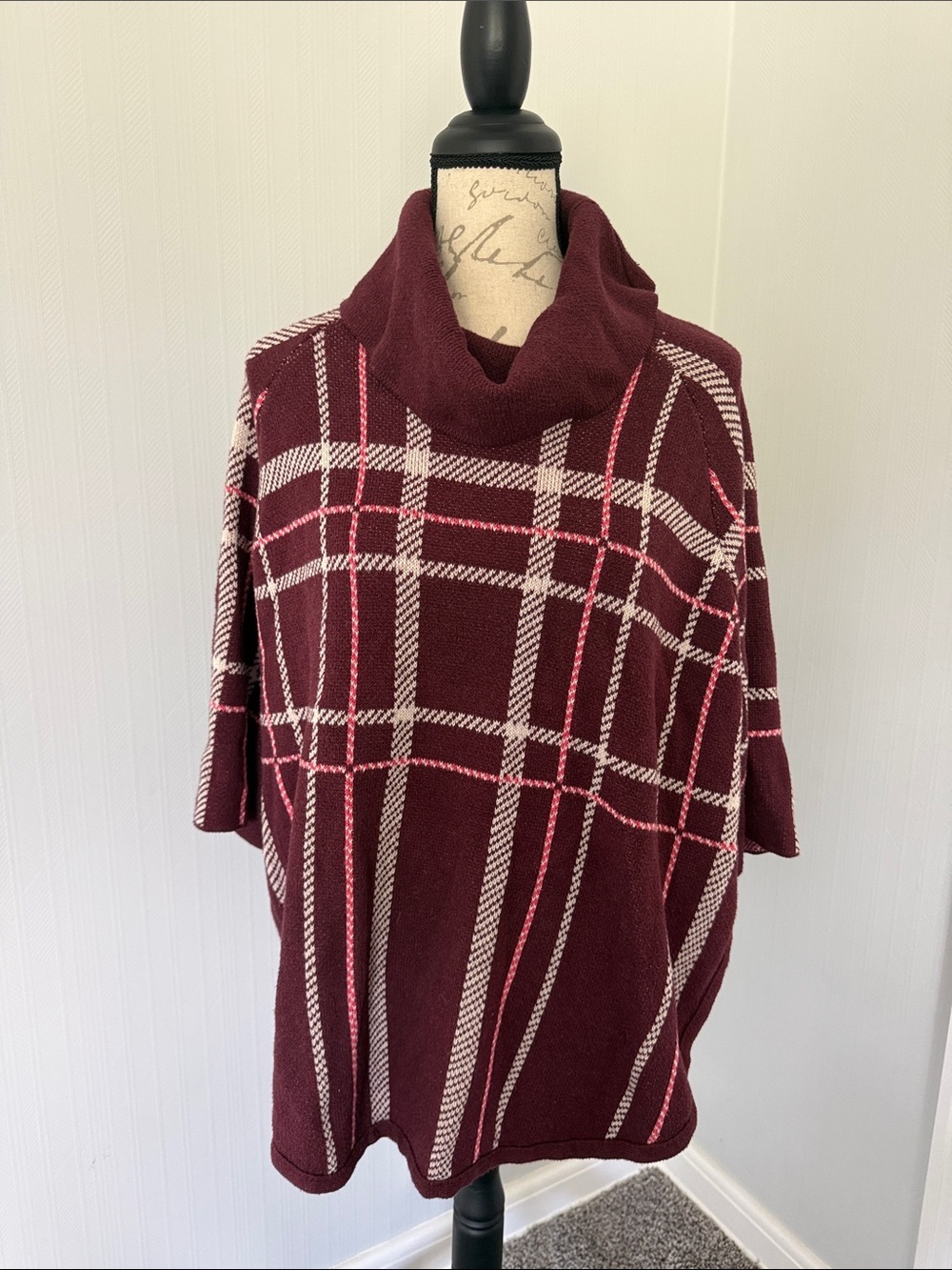 Ann Taylor Loft Oversized Poncho Cowl Neck Knit Pullover Sweater Womens M/L Cozy